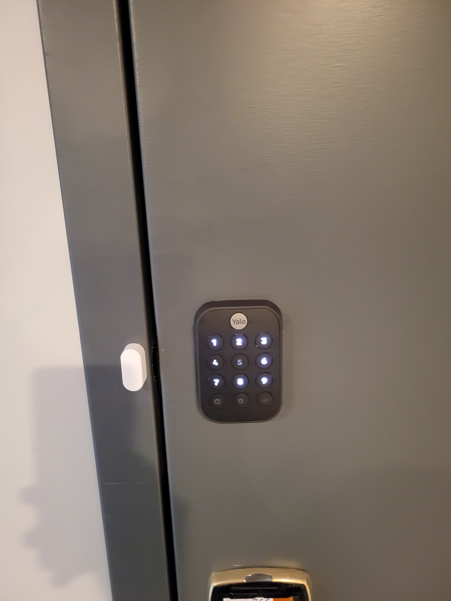 High-security deadbolt installed on a Manhattan apartment entry door.