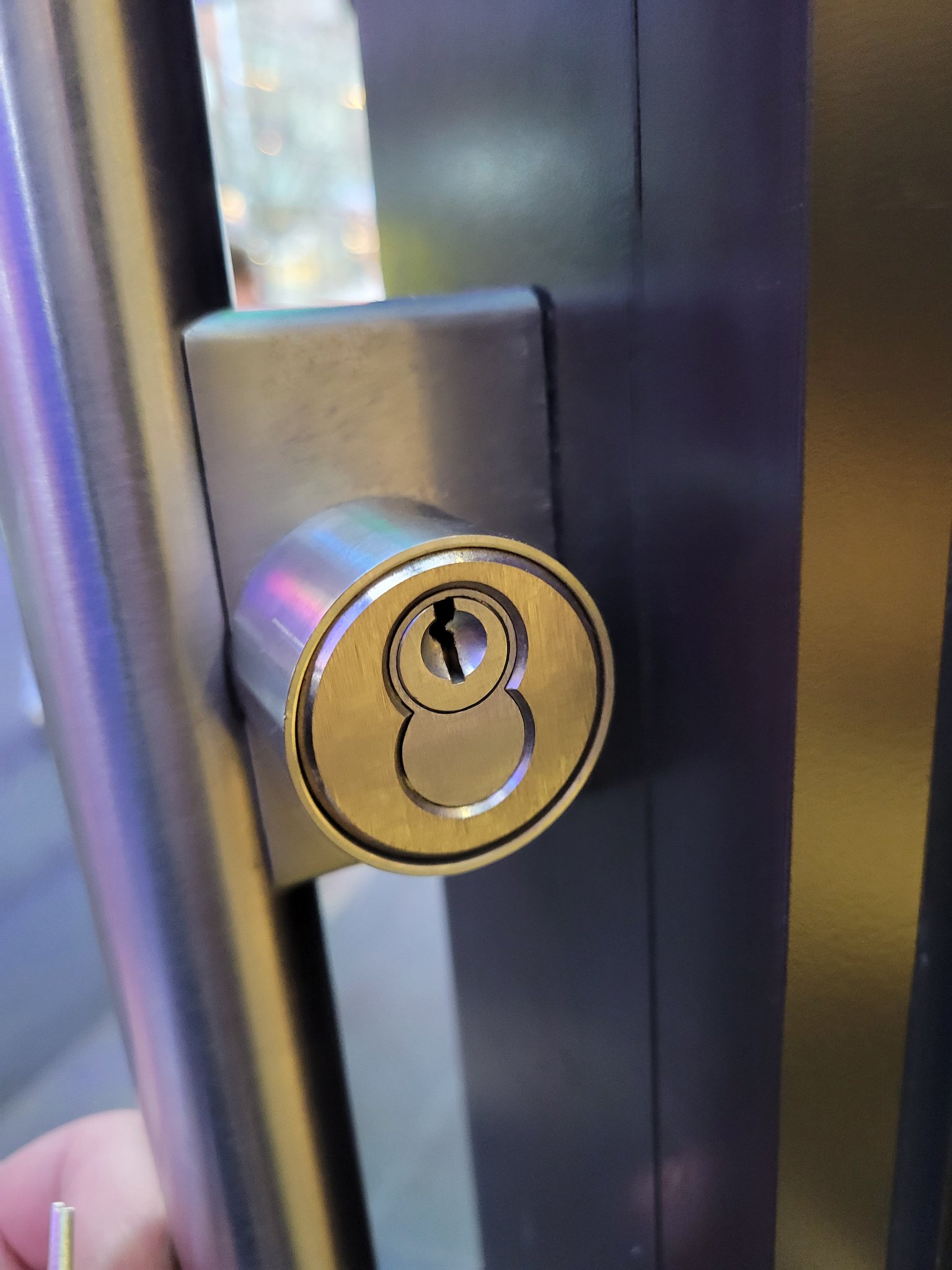 Vintage-style lock hardware restored for a period door.